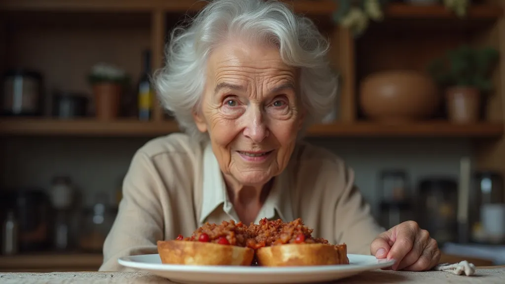 Elderly woman remembering Chipped Beef on Toast