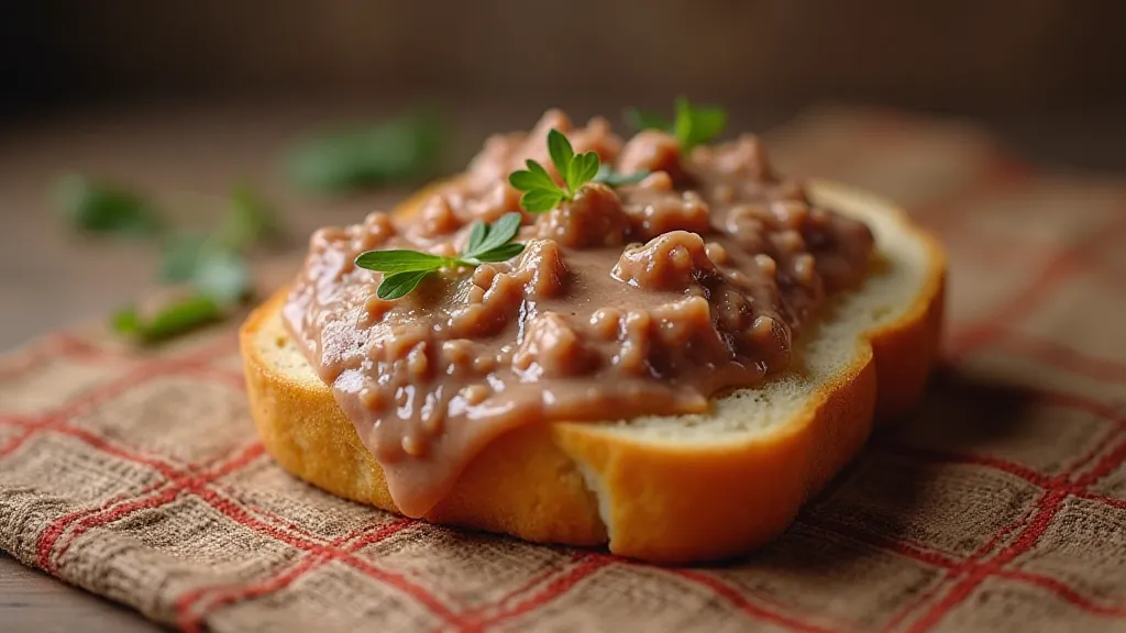 A plate of Creamed Chipped Beef served on toasted bread.
