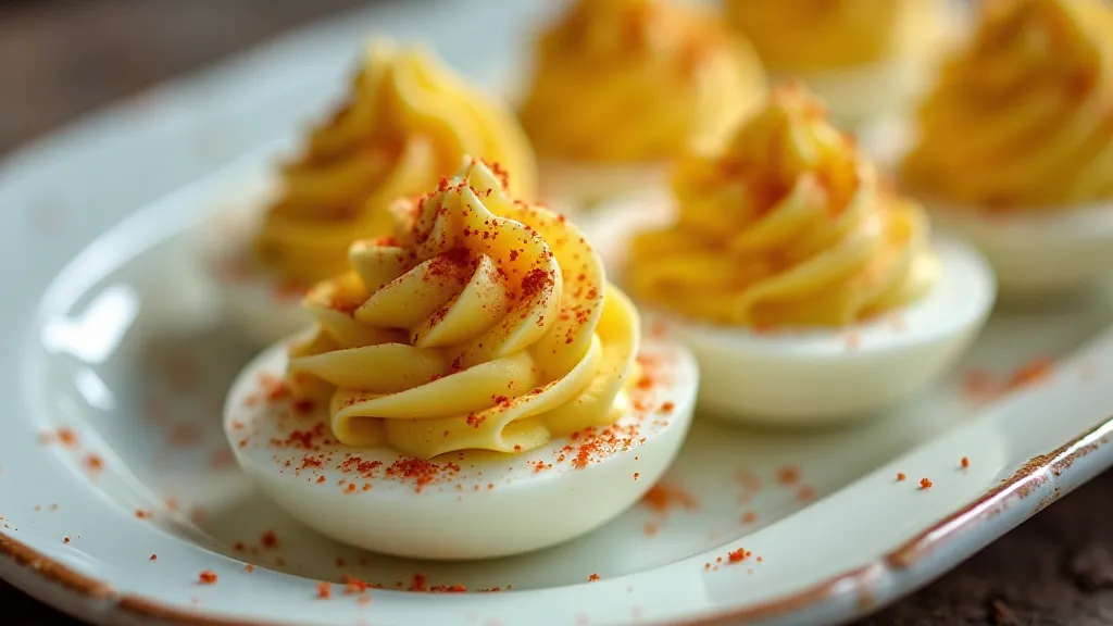 Deviled eggs on a vintage platter