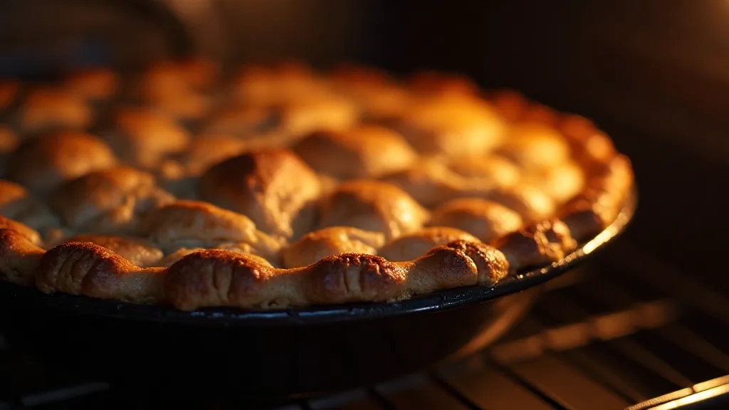 Mock Apple Pie baking in a vintage oven