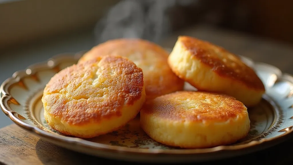 A plate of golden-brown potato cakes garnished with fresh parsley.