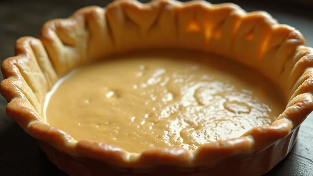 An unbaked Water Pie crust in a pie dish, showing the texture and layering.